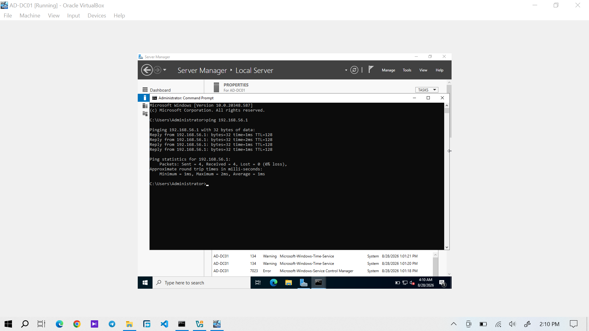 Domain controller connectivity