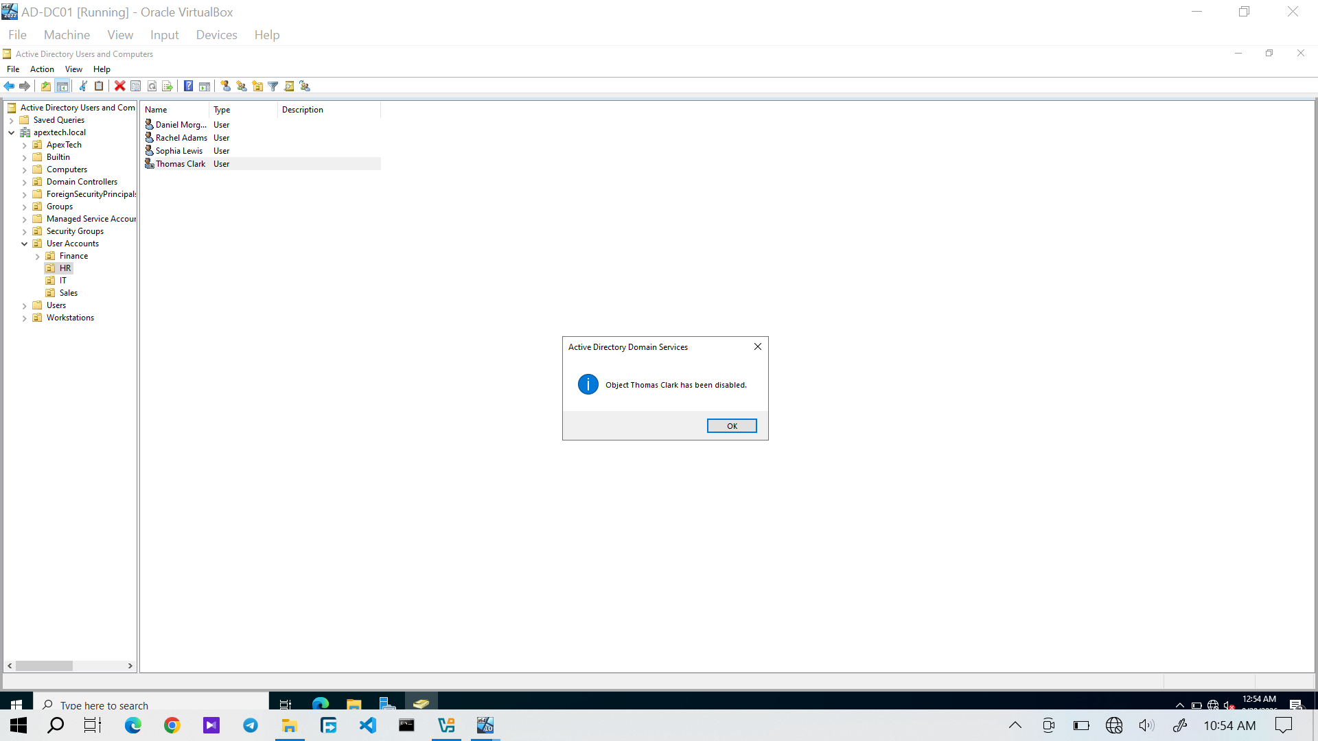 Thomas Active Directory account disabled
