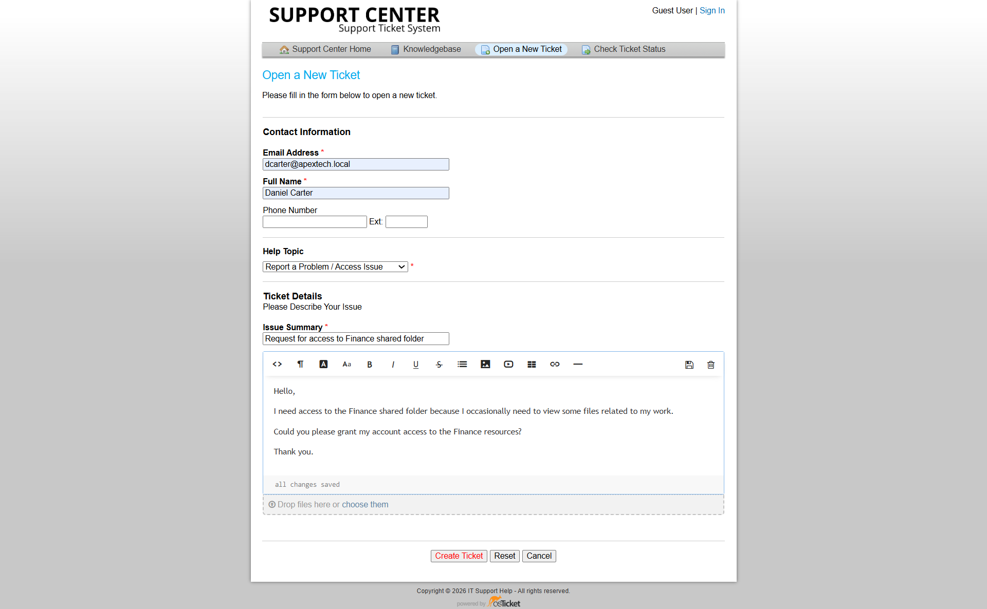 Taylor Finance access request submitted