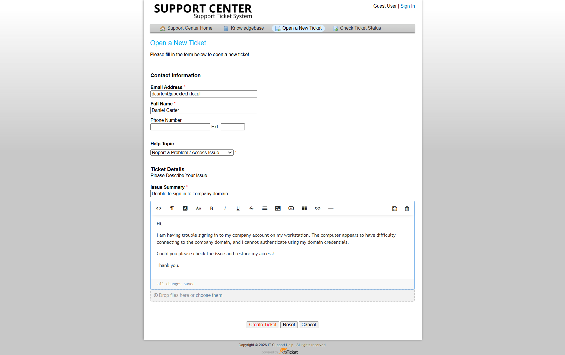 Walker domain authentication ticket submitted
