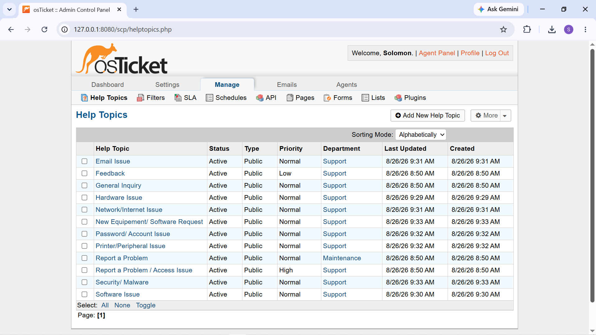 Configured Help Topics