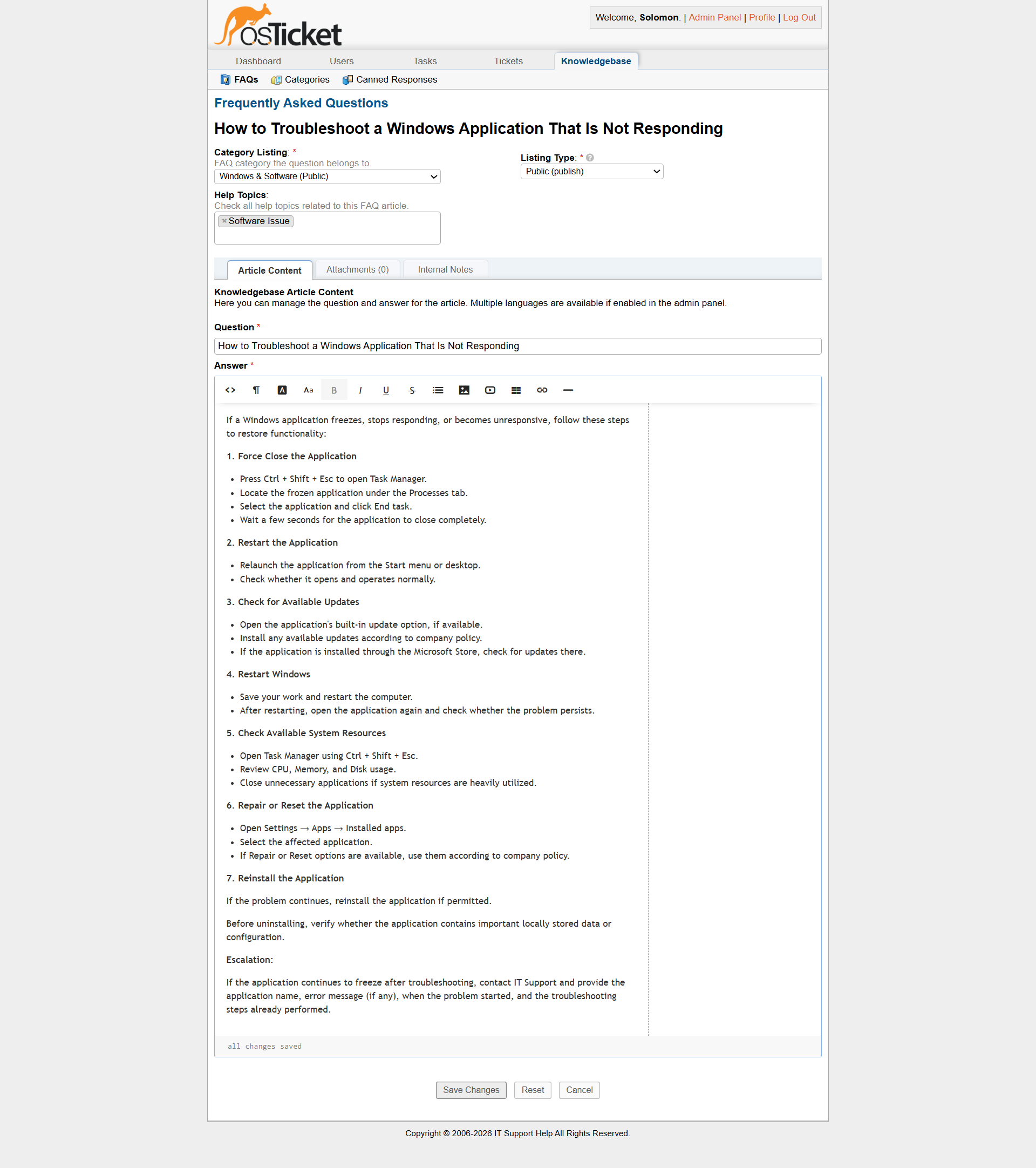 Application not responding FAQ