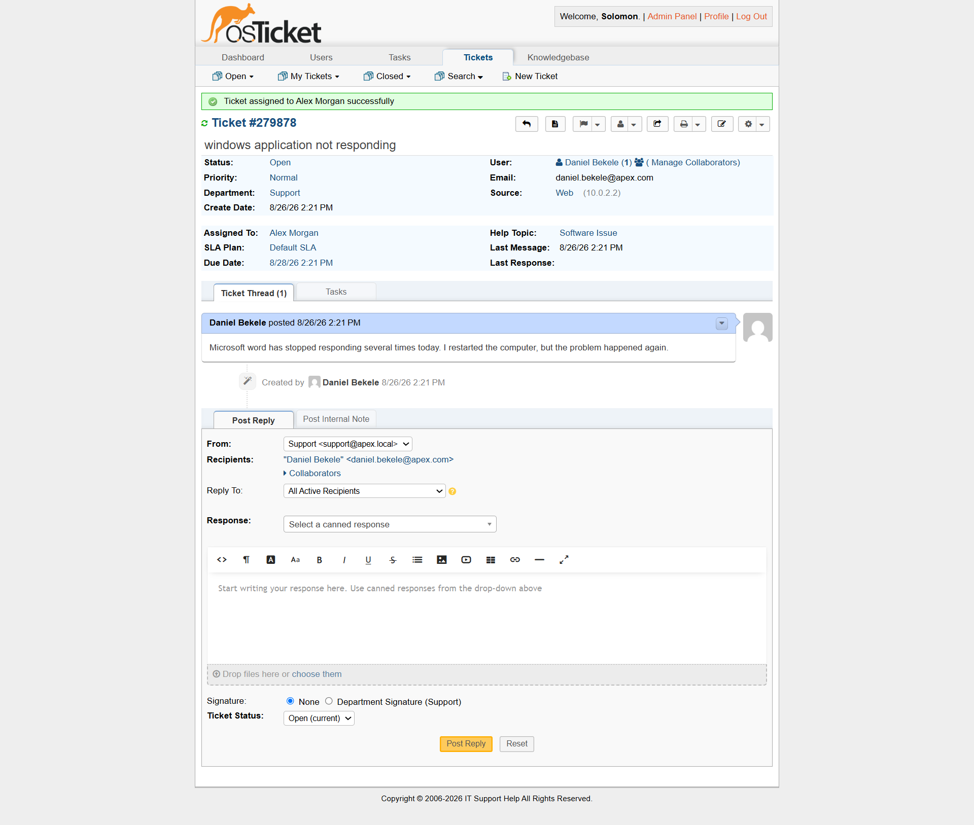 Ticket assignment