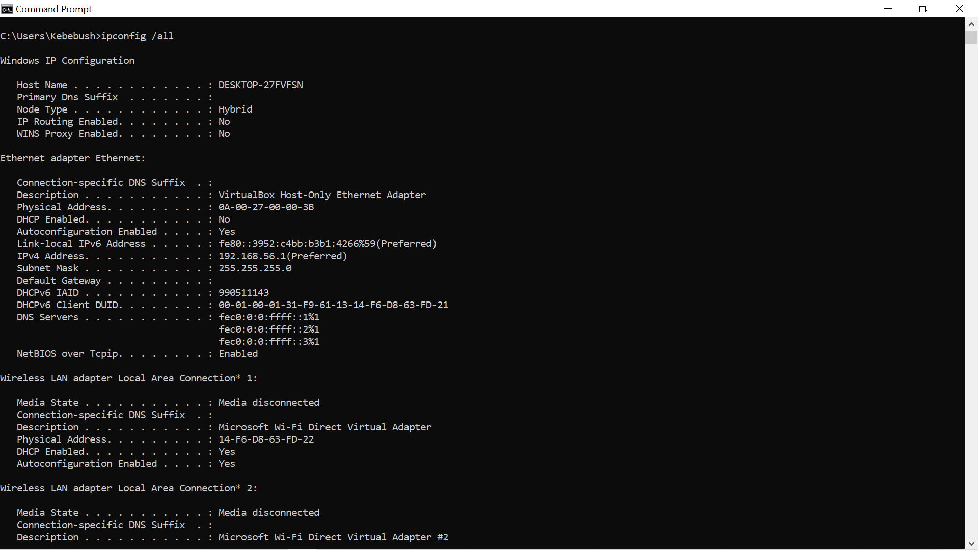 Initial IP configuration