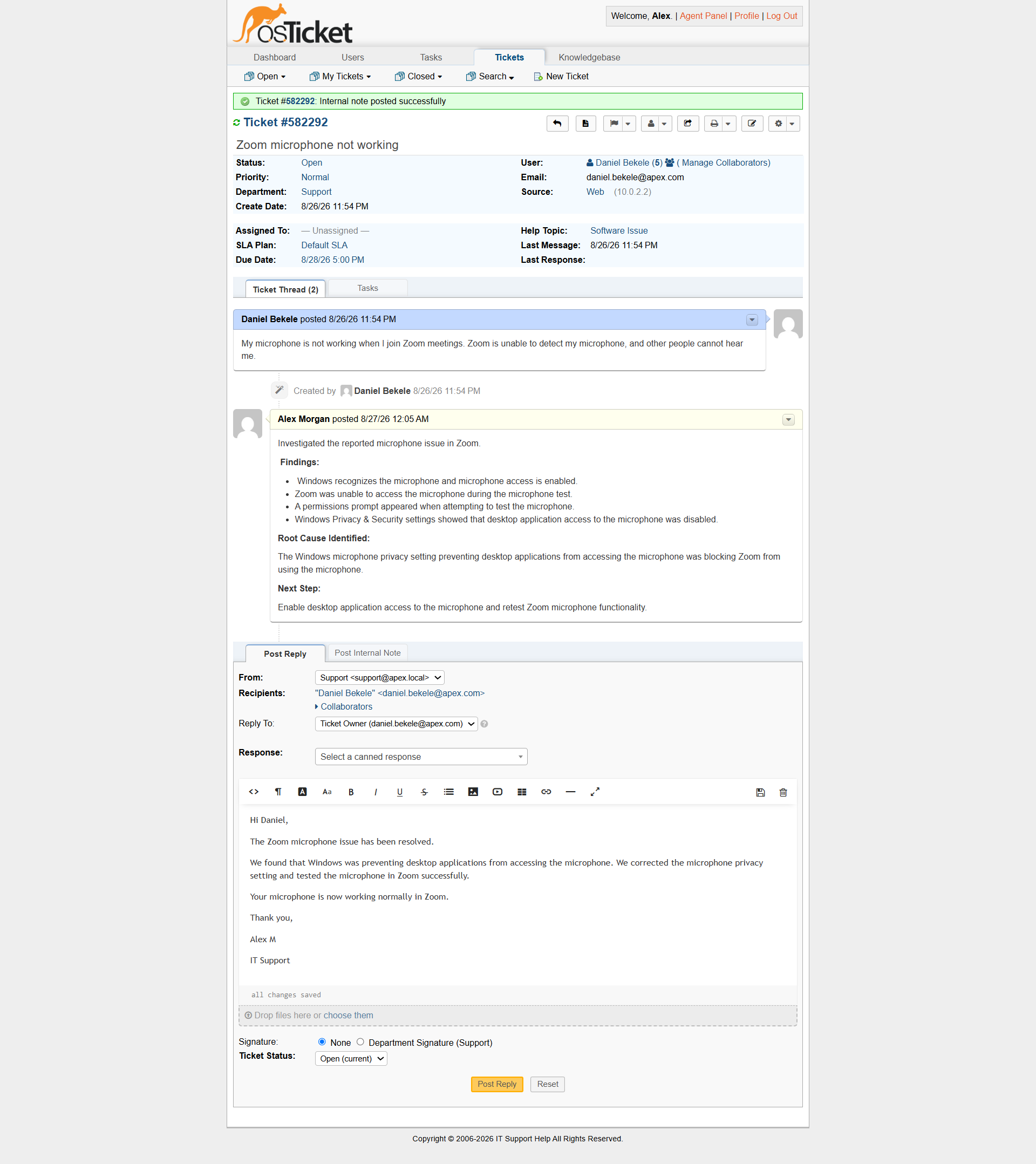 Customer response