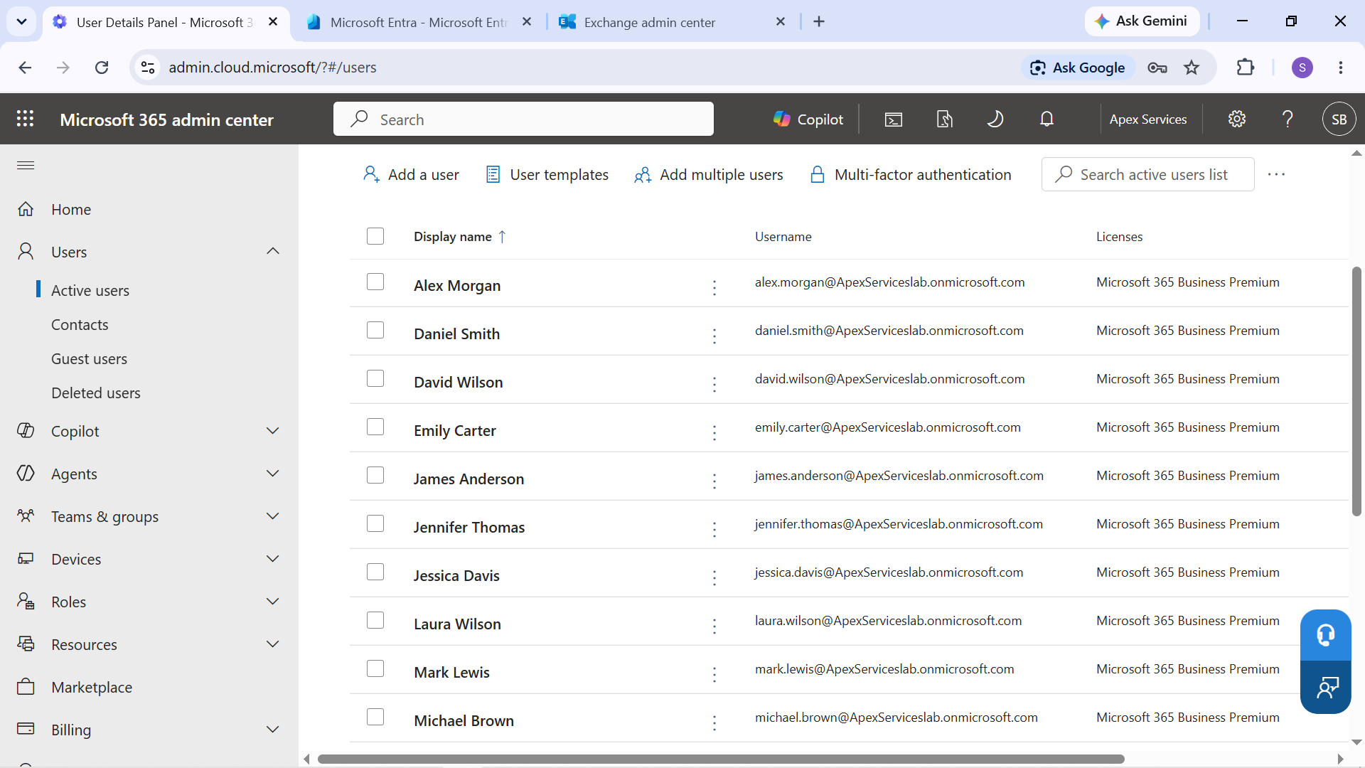 Apex Services Active Users