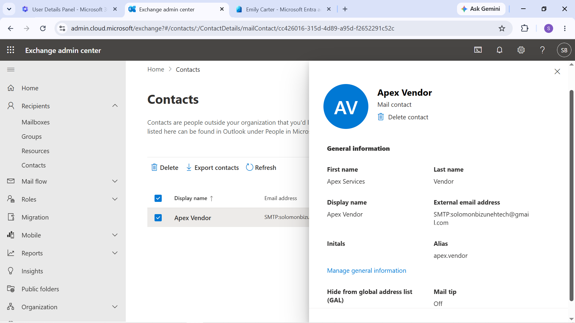 Apex Services External Mail Contact