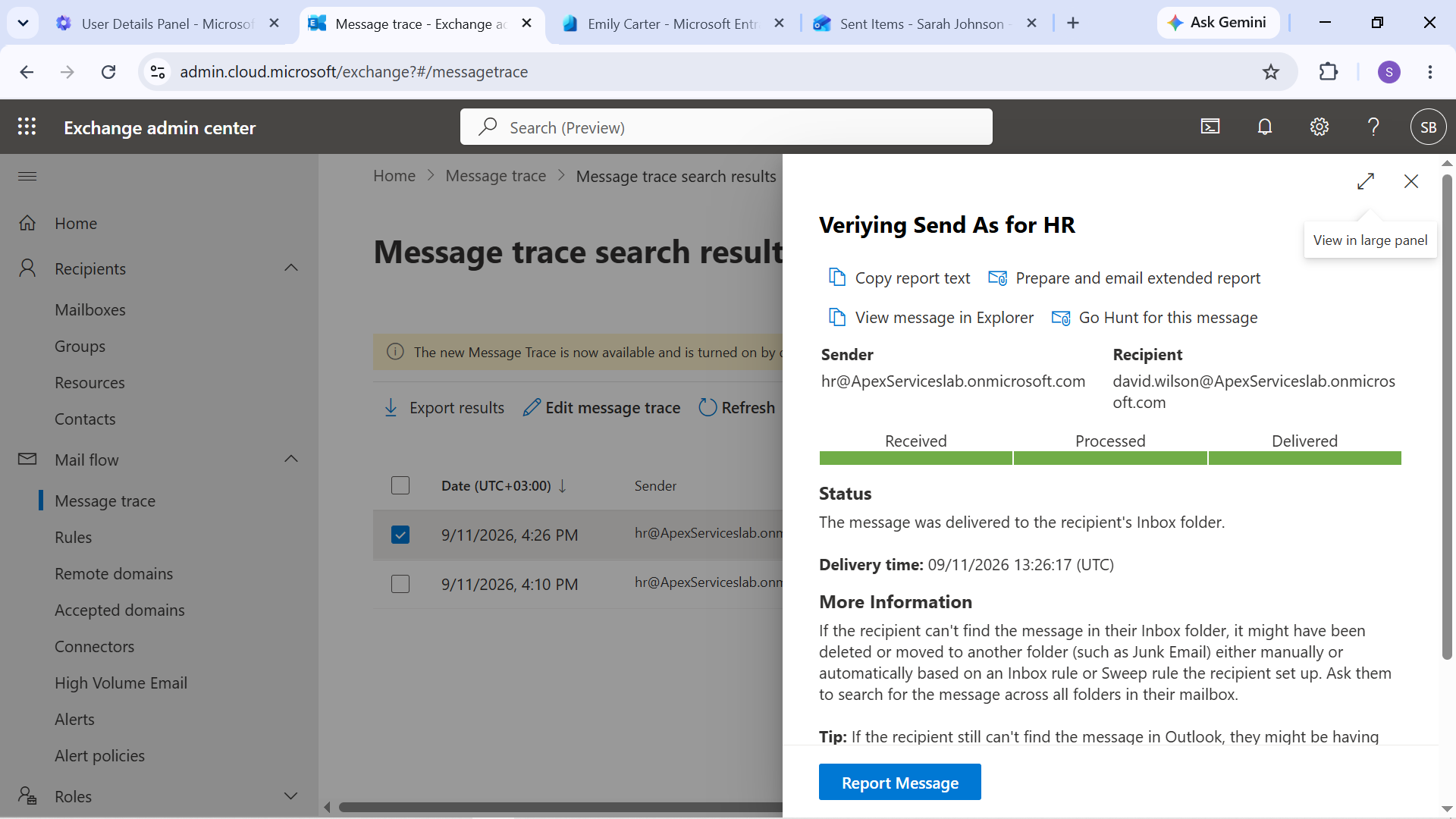 Exchange Online Message Trace