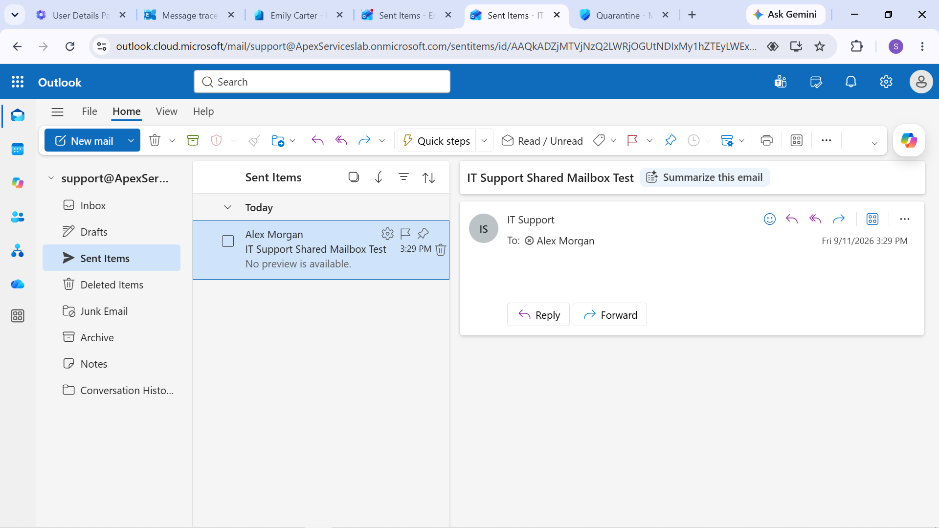 IT Support Shared Mailbox Test