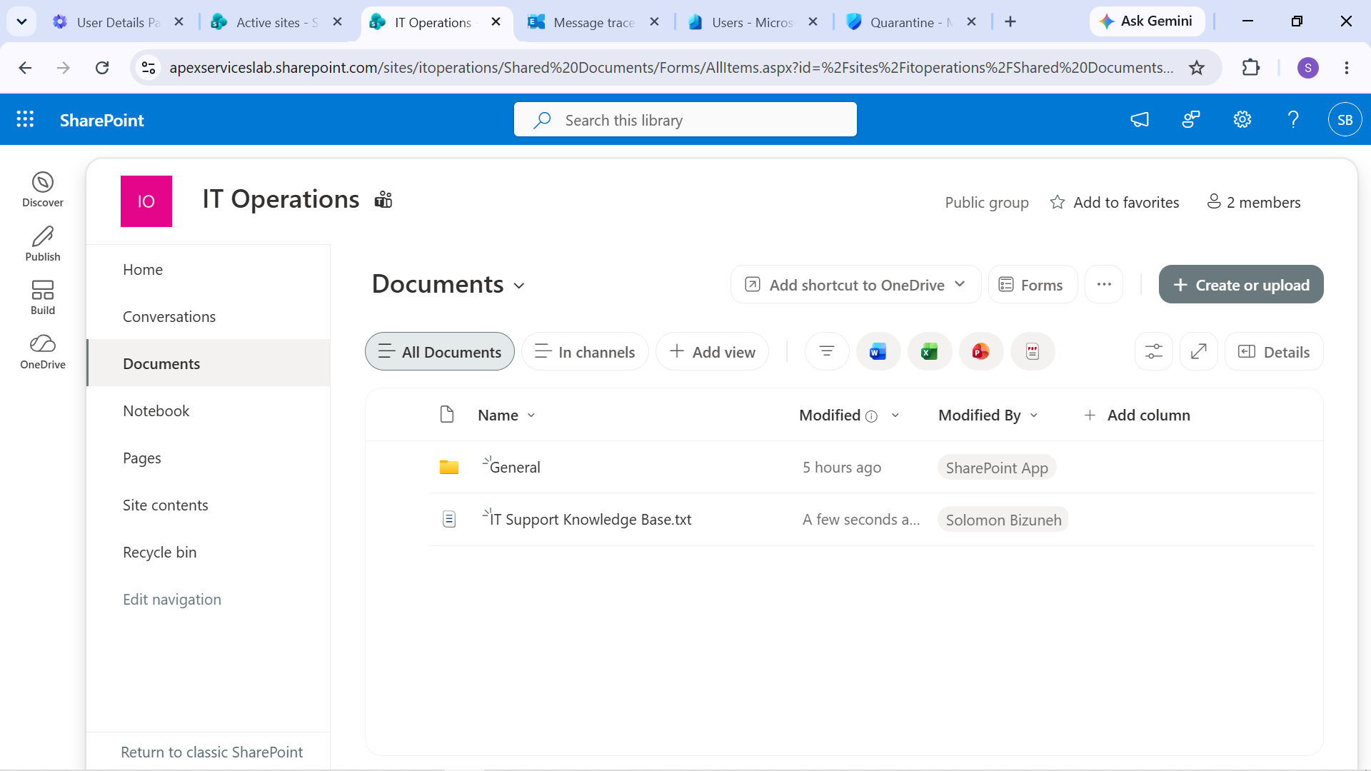 IT Operations SharePoint Site