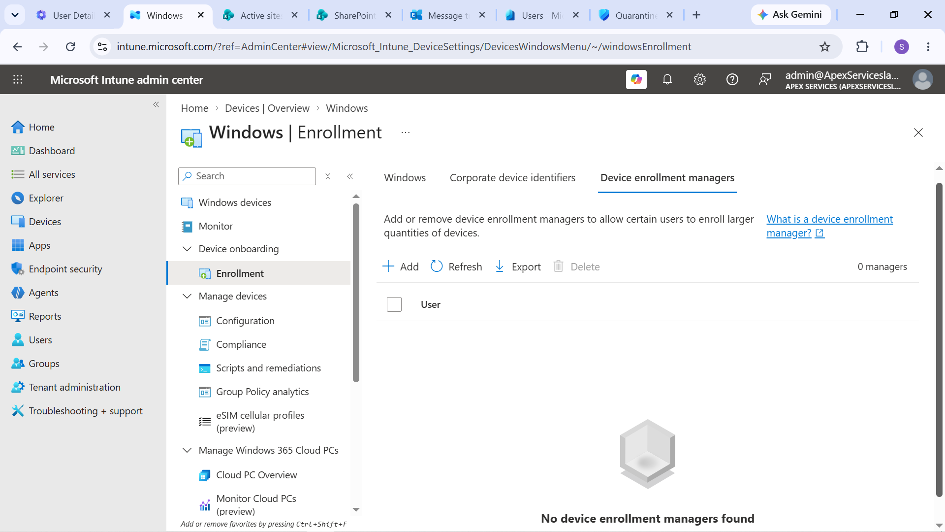 Intune Admin Center Windows Enrollment