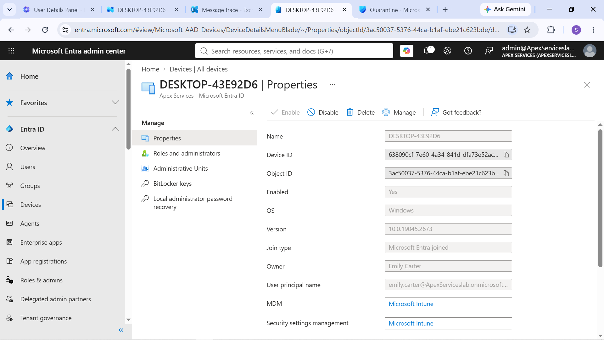 Entra ID Windows 10 Device