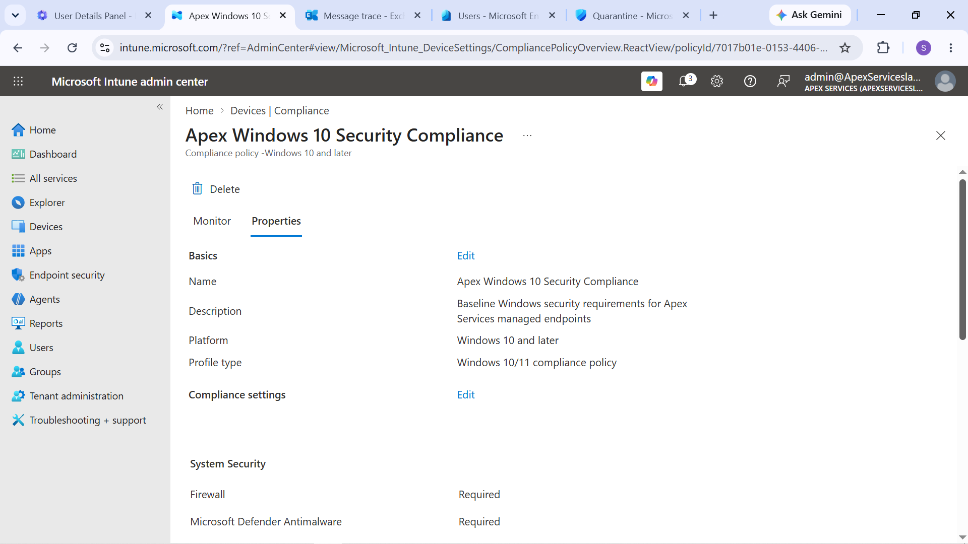 Intune Windows Compliance Policy