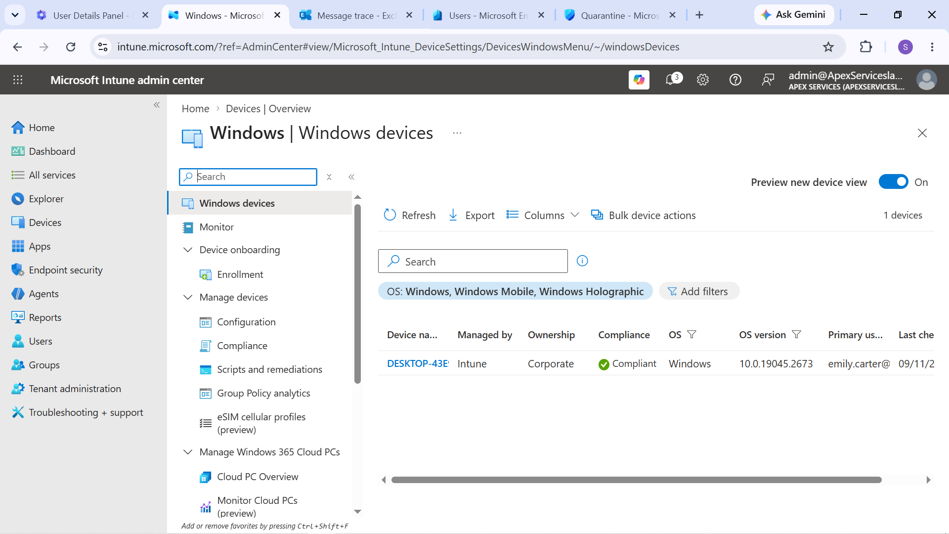 Intune Windows Device Compliance Status