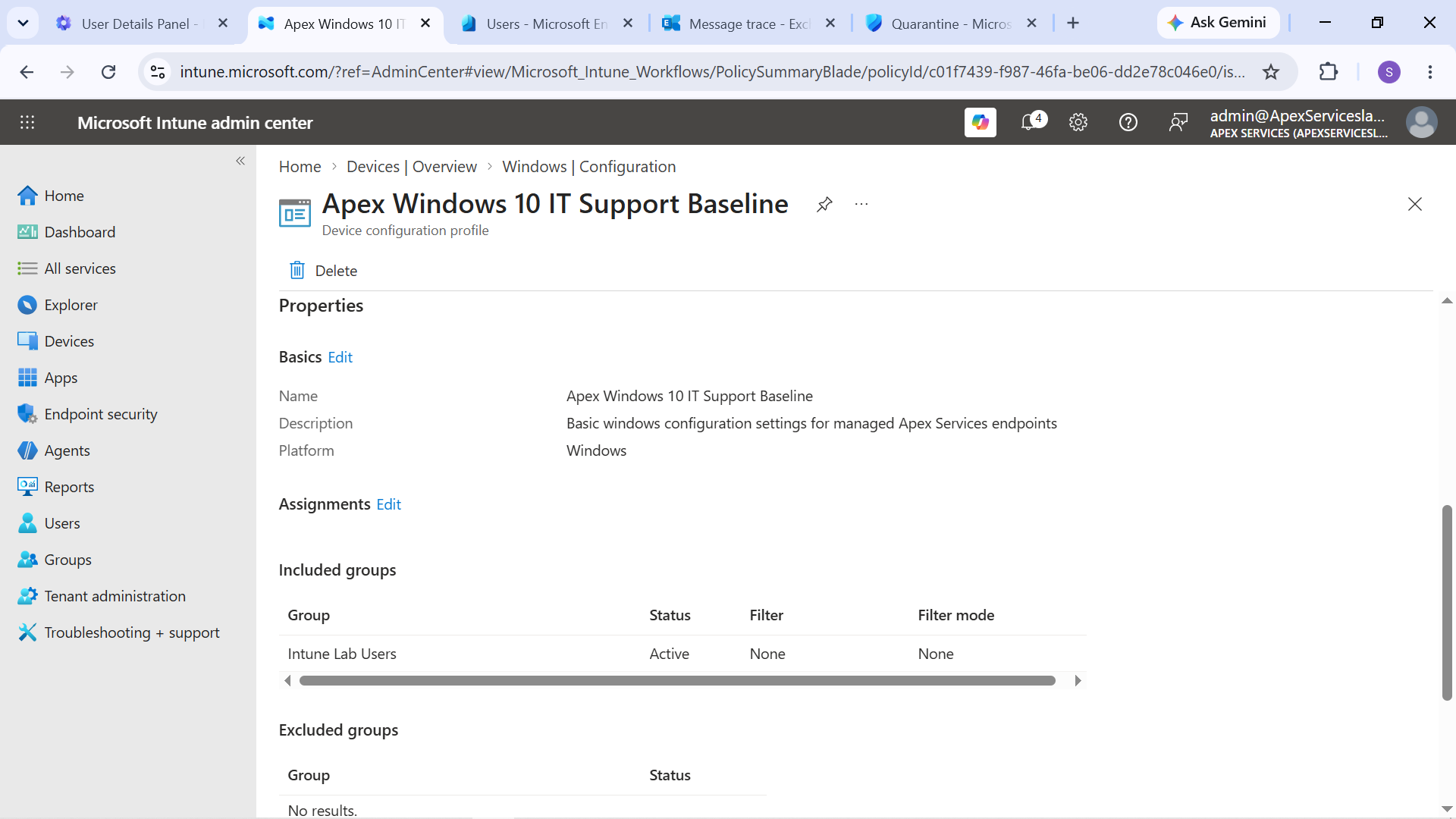Intune Windows Configuration Profile