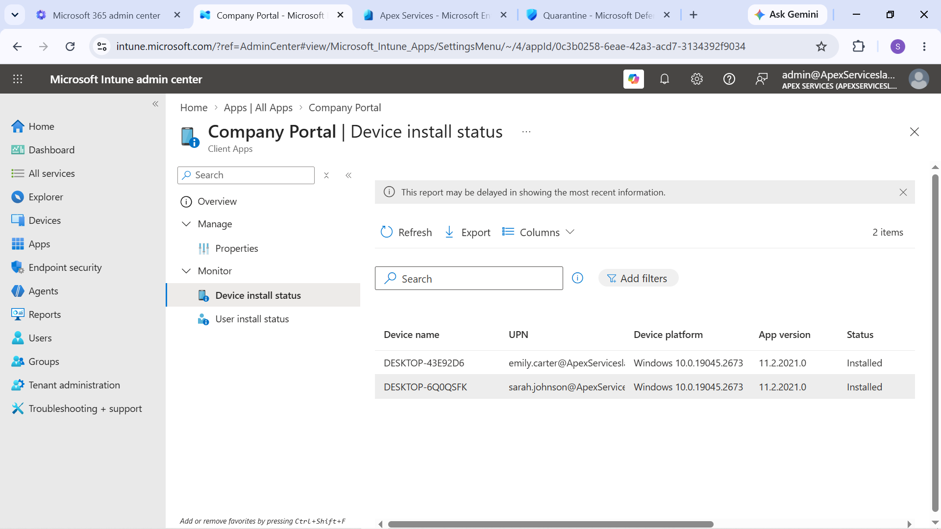 Sarah Company Portal Installed