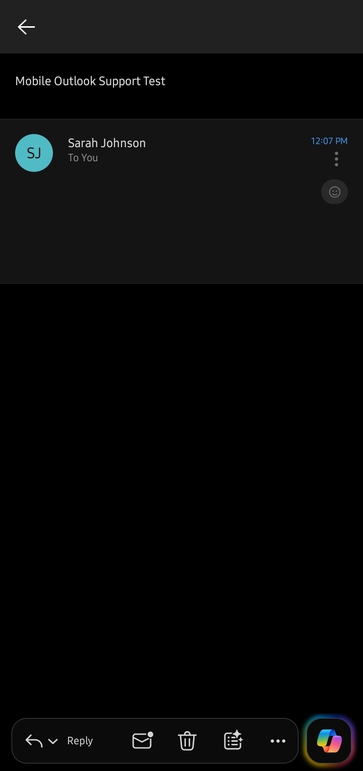 Emily Outlook Mobile Email Test