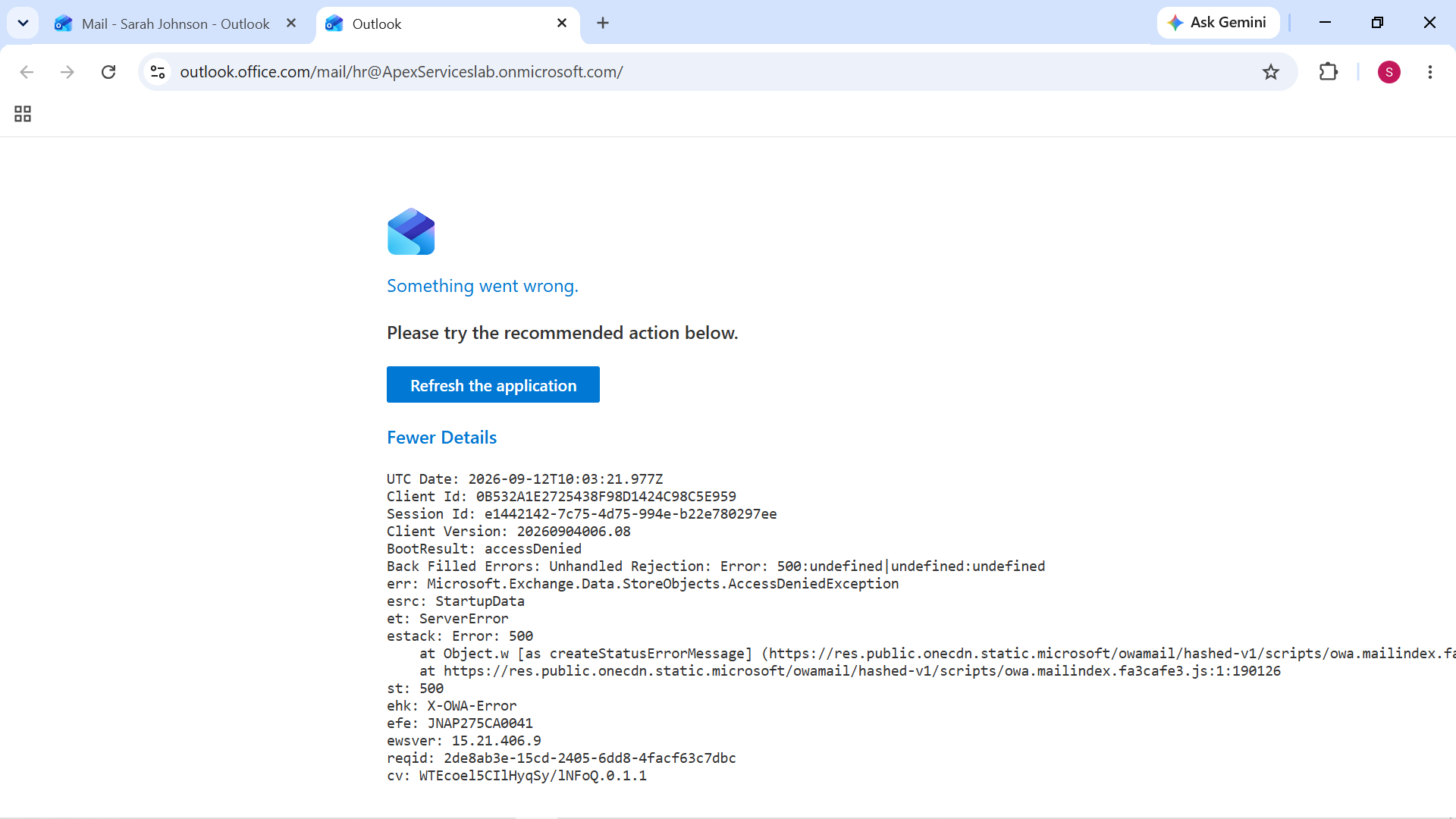 HR Shared Mailbox Access Failure