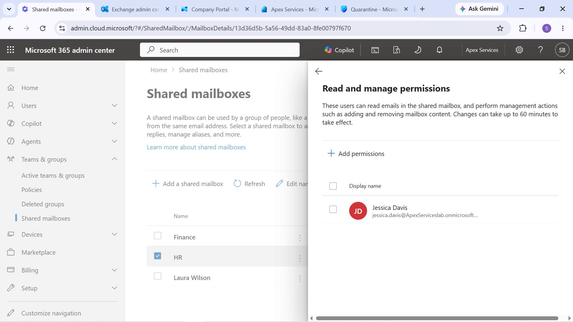 HR Shared Mailbox Permission Diagnosis