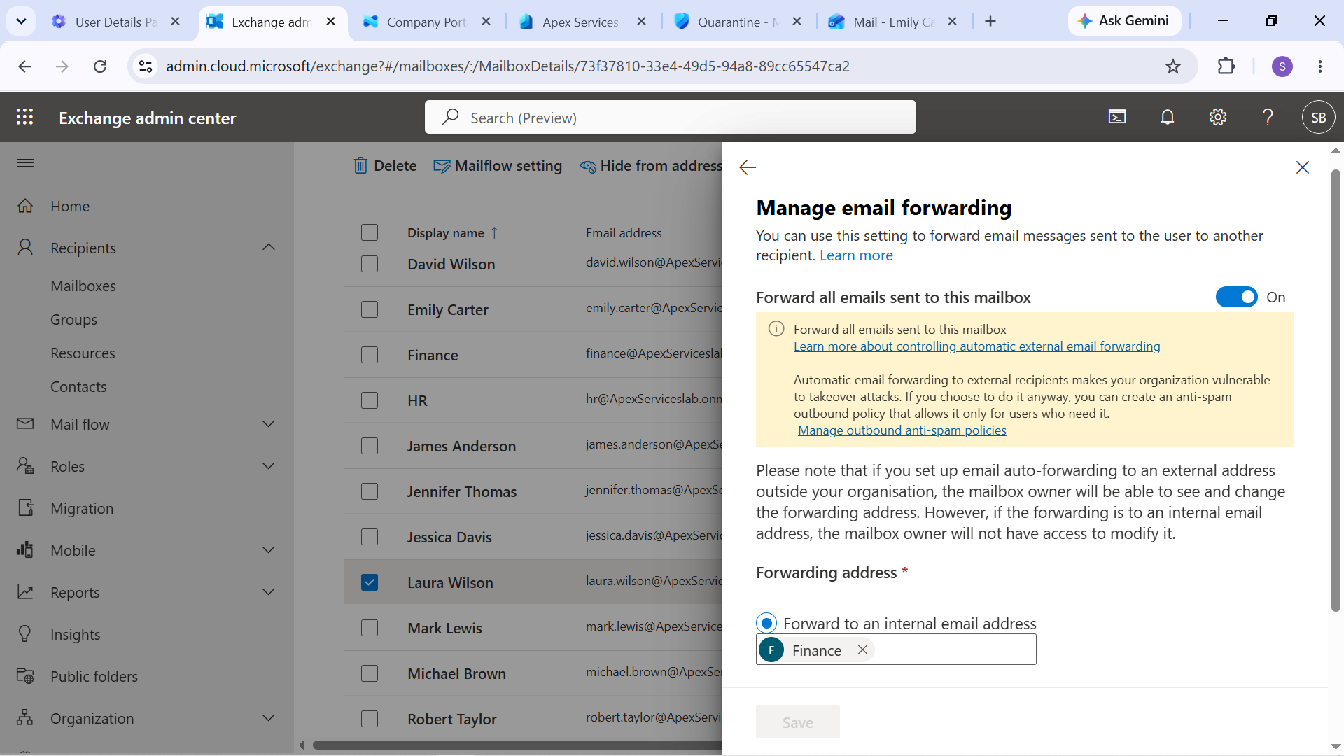 Laura Email Forwarding Configuration
