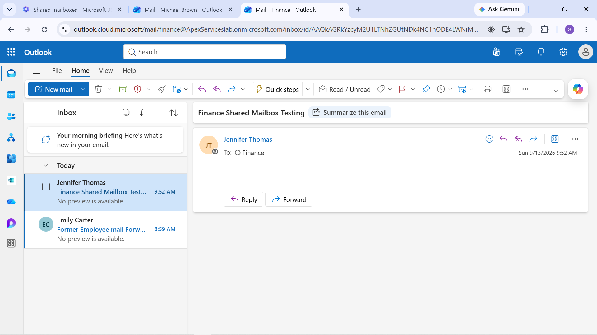 Finance Shared Mailbox Offboarding Verification